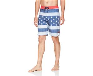 Rip Curl Blue Red Mens Size 32 Star Striped Board Shorts Swimwear
