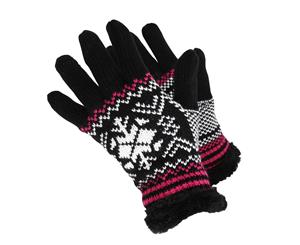 Rockjock Womens/Ladies Knit Style Gloves (Black/Pink) - GL592