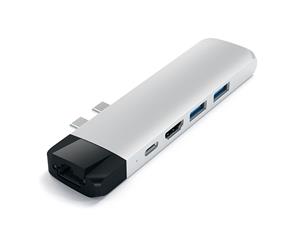 SATECHI ALUMINUM TYPE-C PRO HUB ADAPTER WITH ETHERNET 4K HDMI - SILVER