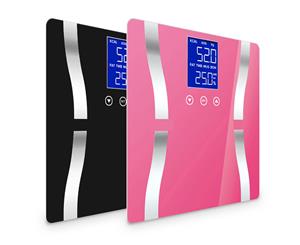 SOGA 2 x Digital Body Fat Scale Bathroom Scale Weight Gym Glass Water LCD Black/Pink