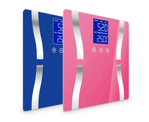 SOGA 2 x Digital Body Fat Scale Bathroom Scales Weight Gym Glass Water LCD Blue/Pink