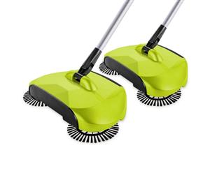 SOGA 2x Hand Push Sweeper Broom Lazy Auto Spin Household Cleaning No Electricity Green