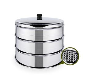 SOGA 3 Tier 28cm Stainless Steel Steamers With Lid Work inside of Basket Pot Steamers