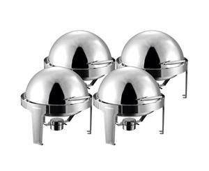 SOGA 4X Stainless Steel Chafing Food Warmer Catering Dish 6L Round Roll Top