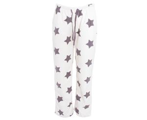 Selena Secrets Womens/Ladies Fleece Pyjama Bottoms (Cream Star) - N1169