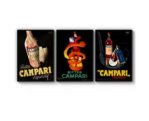 Set of 3 Campari Italian Vintage Art - White Frame