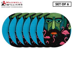 Set of 6 Maxwell & Williams 10.5cm Mulga The Artist Ceramic Round Coaster - Flamingo Man
