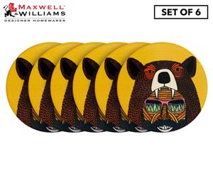 Set of 6 Maxwell & Williams Mulga The Artist Bear Man Ceramic Round Coasters