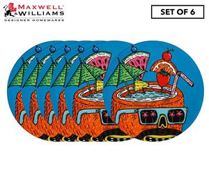 Set of 6 Maxwell & Williams Mulga The Artist Coconut Ceramic Round Coasters
