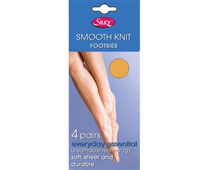 Silky Womens/Ladies Smooth Knit Footsie (4 Pairs) (Natural) - LW250