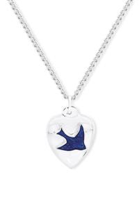 Silver Small Heart With Bluebird Pendant