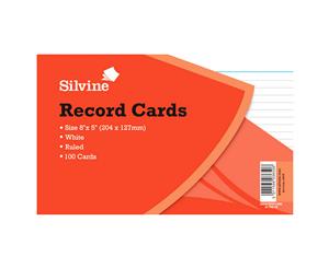 Silvine Large Record Cards Pencil Feint 100 Sheets (White) - SG12173