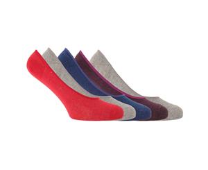 Soho Collection Mens Invisible Trainer Socks In Various Colours (Pack Of 5) (Red/Blue/Light Grey/Purple) - MB461