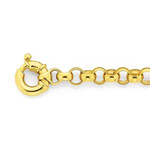 Solid 9ct Gold 20cm Round Belcher Bracelet with Bolt Ring