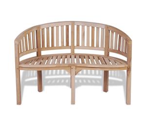 Solid Teak Wood Banana-Shaped Bench 2 Seater Chair Outdoor Furniture