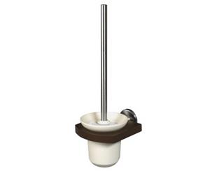 Solid Wood and Zamak Wall Mounted Ceramics Cup + Toilet Cleaning Brush