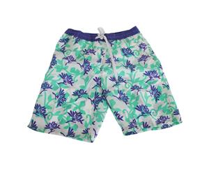 Soulstar Mens Bright Floral Patterned Long Board/Swim Shorts (Teal/Royal) - SWIM620