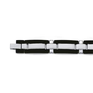 Stainless Steel 22cm Black & Satin Link Bracelet