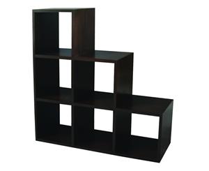 Stair 6 Cube Storage Shelf Bookcase in Chocolate