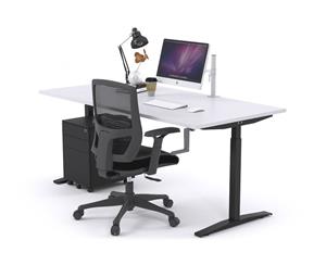 Stand Up - Manual Height Adj Desk Black Frame [1600L x 800W] - white none