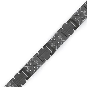 Steel Black Plate Fearless Studded Bracelet