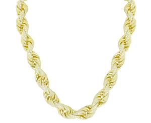 Sterling 925 Silver Iced Out Rope CZ Hip Hop Chain 11mm gold - Gold