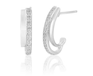 Sterling Silver 0.09 Carat Diamond Stud Earrings with 20 Brilliant Cut Diamonds