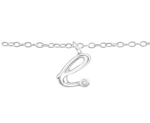 Sterling Silver Cubic Zirconia &quotE" Silver Anklet