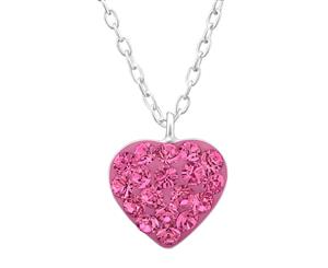 Sterling Silver Kids Rose Heart Necklacemade with Swarovski Crystal