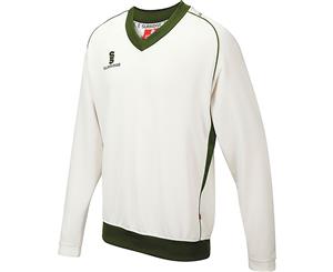 Surridge Boys Junior Fleece Lined Sweater Sports / Cricket (White/ Green trim) - RW2865