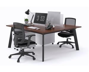 Switch - 2 Person Workstation Black Frame [1200L x 800W] - wenge white perspex