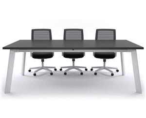 Switch Boardroom Table - White Frame [2400L x 1200W] - Black