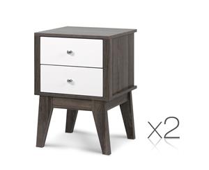 TONI Bedside Tables Drawers Side Table Storage Cabinet Nightstand Wood x2