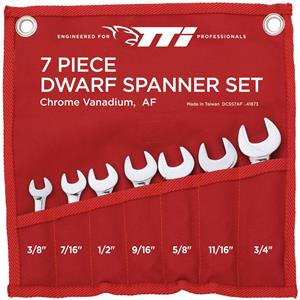TTI 7 Piece Dwarf AF Open End & Ring Spanner Set