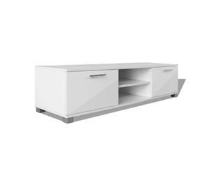 TV Cabinet High-Gloss White 120cm Home Entertainment Unit Shelf Stand