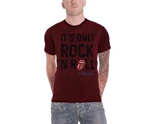 The Rolling Stones T Shirt Rock N Roll Band Logo Official Mens 2Tone Burnout - Red