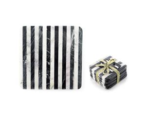 ThirstyStone B&W Stripe Marble 4pc Coasters Set & 1pc Trivet Combo Pack
