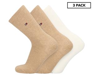 Tommy Hilfiger Women's Basic Flat Knit Socks 3-Pack - Beige Assorted
