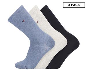 Tommy Hilfiger Women's Basic Flat Knit Socks 3-Pack - Blue Assorted