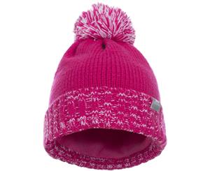 Trespass Boys & Girls Nefti Knitted Pom Pom Fleece Lined Beanie Hat - Pink Lady