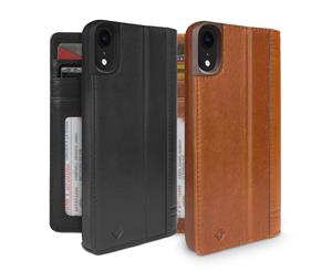 Twelve South Journal Luxury Full-Grain Leather Folio Wallet Case For iPhone XR - Black