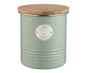 Typhoon 1L Sage Metal Tin Tea Canister Container Storage Jar w Bamboo Wood Lid