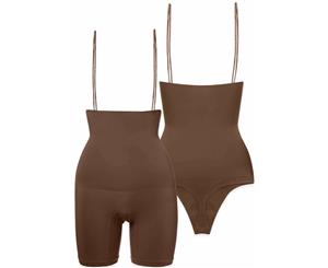 Ultimate Stay Up Shorts & Thong Set - Chocolate