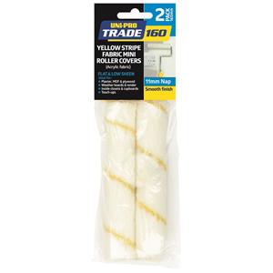 Uni-Pro Trade 160mm Yellow Stripe Fabric Roller Cover - 2 Pack