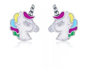 Unicorn Rainbow Sterling Silver Stud Earrings