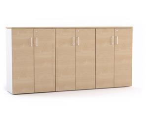 Uniform - 6 Door Medium Storage Cupboard with Medium Doors White Handle - maple