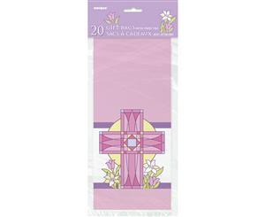 Unique Party Sacred Cross Cello Bags (Pack Of 20) (Pink) - SG5680