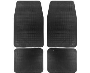 Universal Car Floor Mats Durable 4 Set Front Back Medium Large Non-Skid Black
