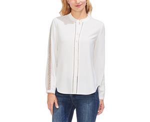 Vince Camuto Womens Button-Down Lace-Inset Blouse