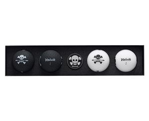 Volvik Vivid Skull Edition Golf Balls - 4 Pack Black/White - Unisex